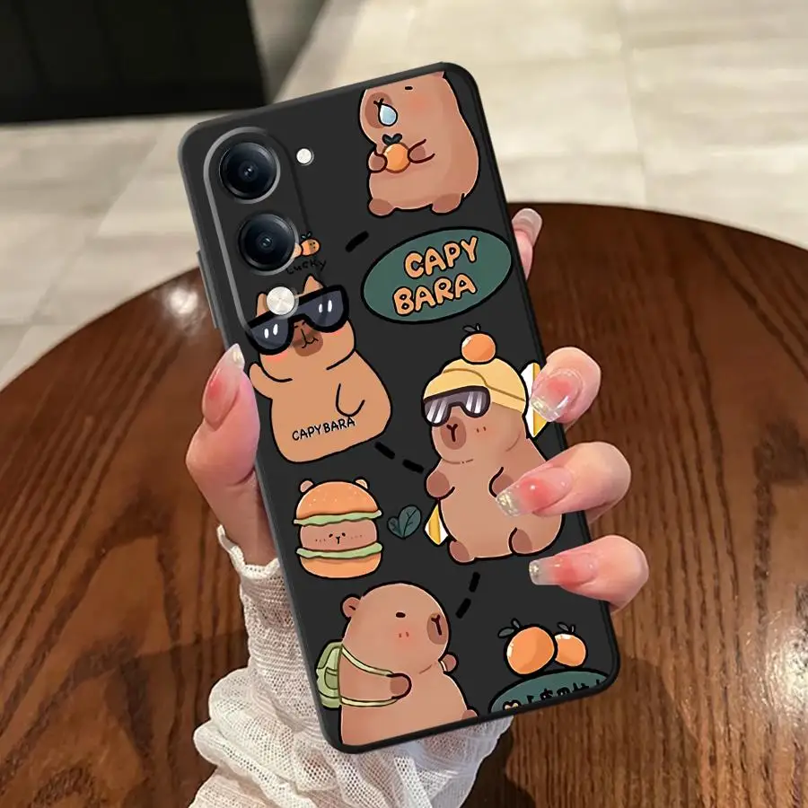 Capibara Custodia carina per Vivo Y75 Y81 Y52S Y93 V27 Y53S V29 V21E V23 Y50 Y95 Y71 Y91 Y51S Y78 V25 V30 Cover posteriore morbida per telefono