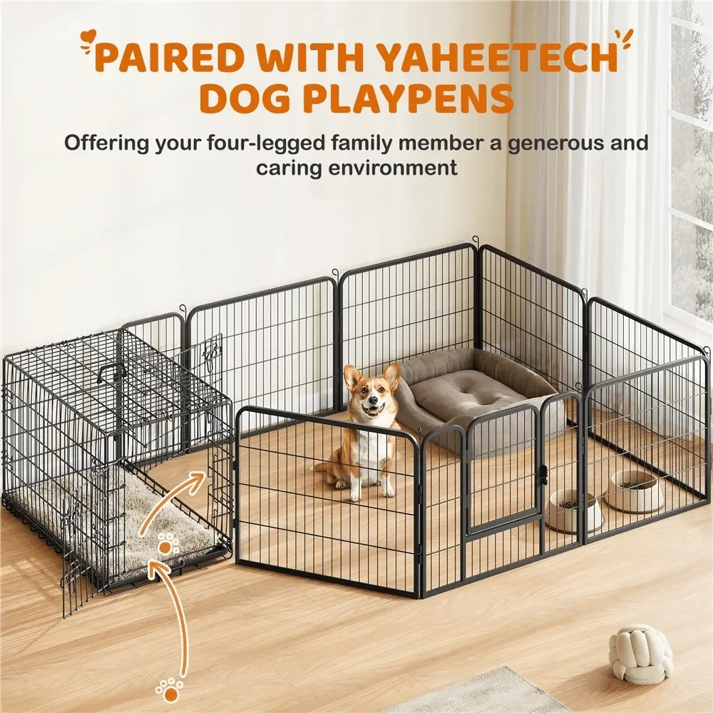 

1PC 36 Foldable Metal Wire Dog Crate Medium Dog Kennel With Divider, 2 Doors PullOut Tray, Reinforced Locks Easy To Clean For H