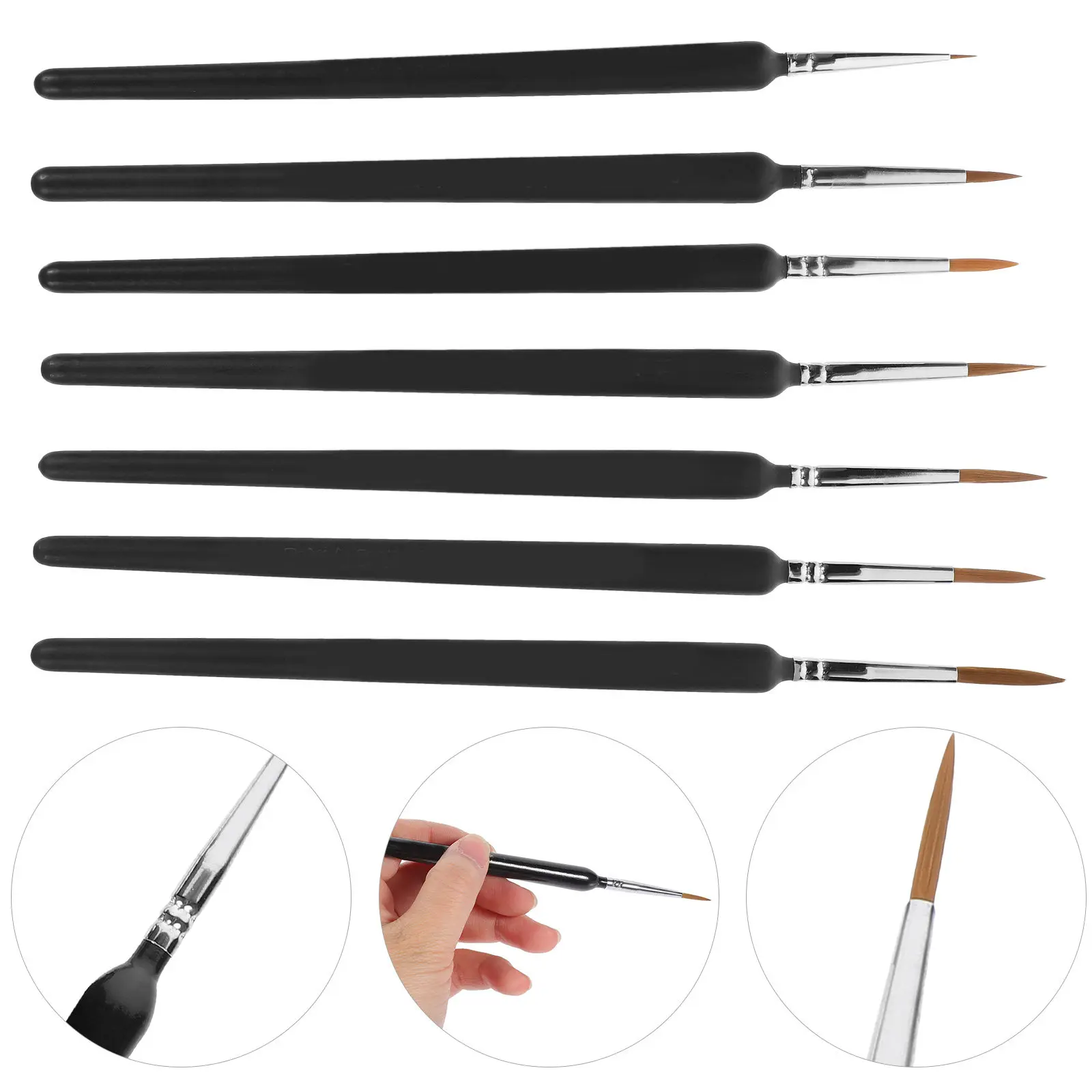 7Pcs Handcrafted Natural Handle Liner Brushes Set Wolf Hair Detail Painting Miniatures Acrylic Watercolor Oil 000 2 3 4 5 6 7