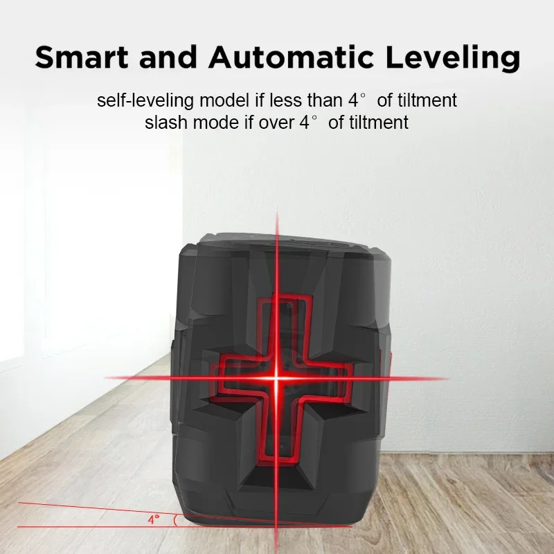 Mini Nível Laser Inteligente Portátil, Linha Cruzada Auto-Nivelante, Horizontal e Vertical, IP54, Linha Vermelha Classe 2, Alta Precisão