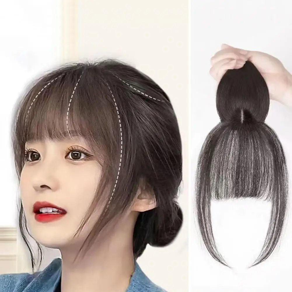 

French Bangs Natural Clip-in Bangs Forehead Hair Extensions Black Brown Air Bangs Fringe Wig Hairpieces Synthetic bangs wigs