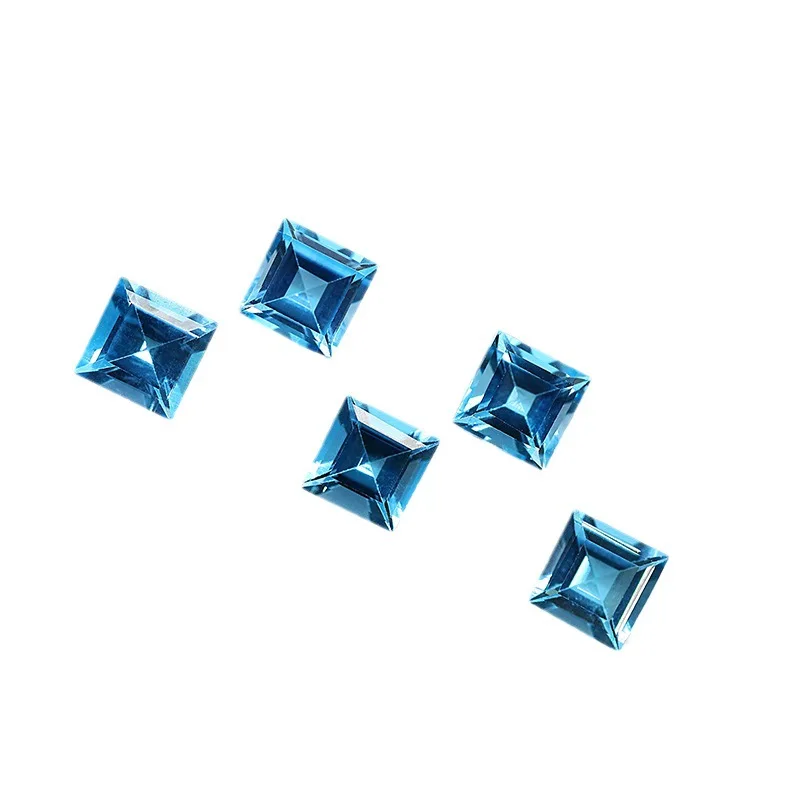 Factory Wholesale 100% Real Natural Square Shape Rectangle Sky Blue Topaz Gemstone Loose Gems Diy Material for Jewelry