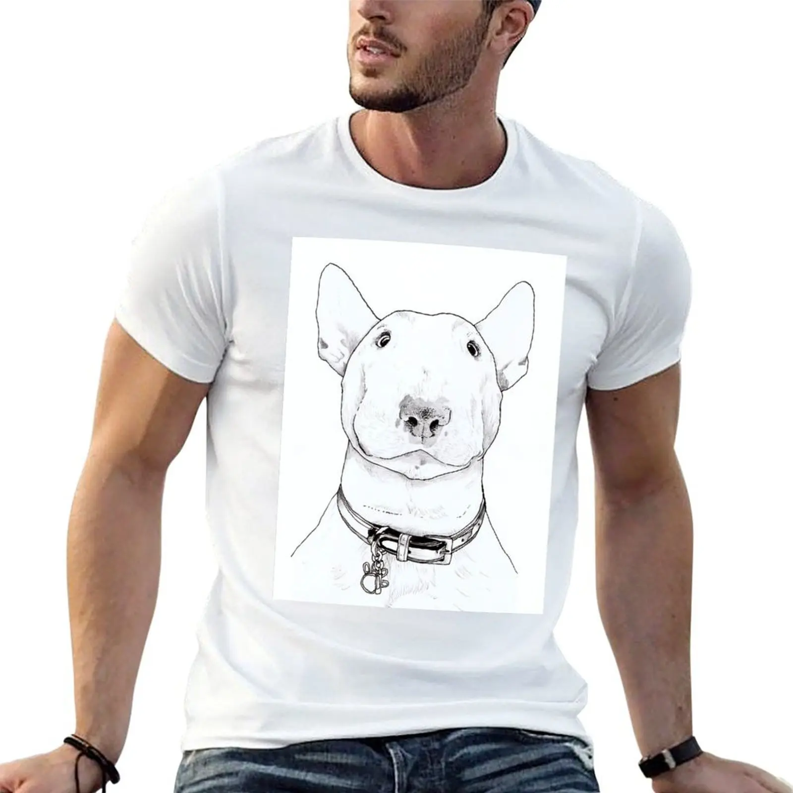 

English T-Shirt Illustration Terrier shirt humor t t dark man for shirt graphic Bull funny t shirts man