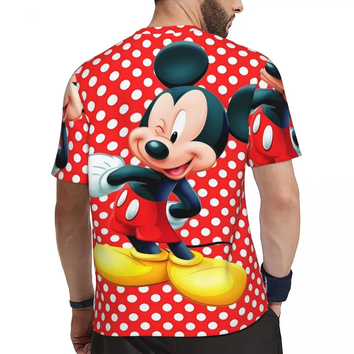 Sportswear T Shirt For Man Mickey Mouse With Polka Dots Red T-Shirts Trending Summer Tee Shirt O Neck Aesthetic Design Clothing