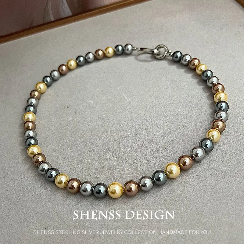 Advanced 8MM Imitation Pearl Mixed Color Necklace