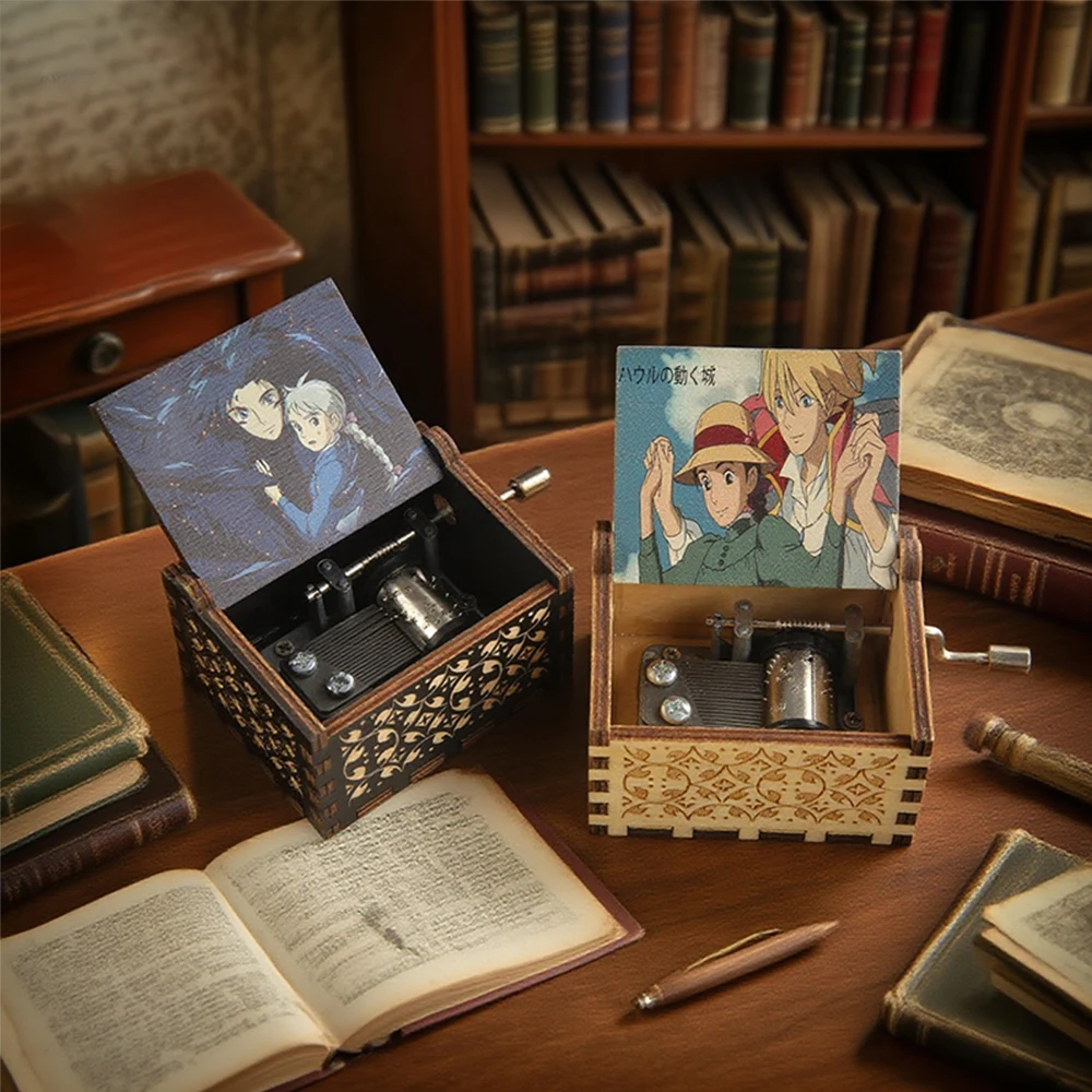 Music Box Anime Theme Music Merry Go Round of Life Wooden Hand Cranked Musical Box New Year Birthday  Mother's Day Gift view 3