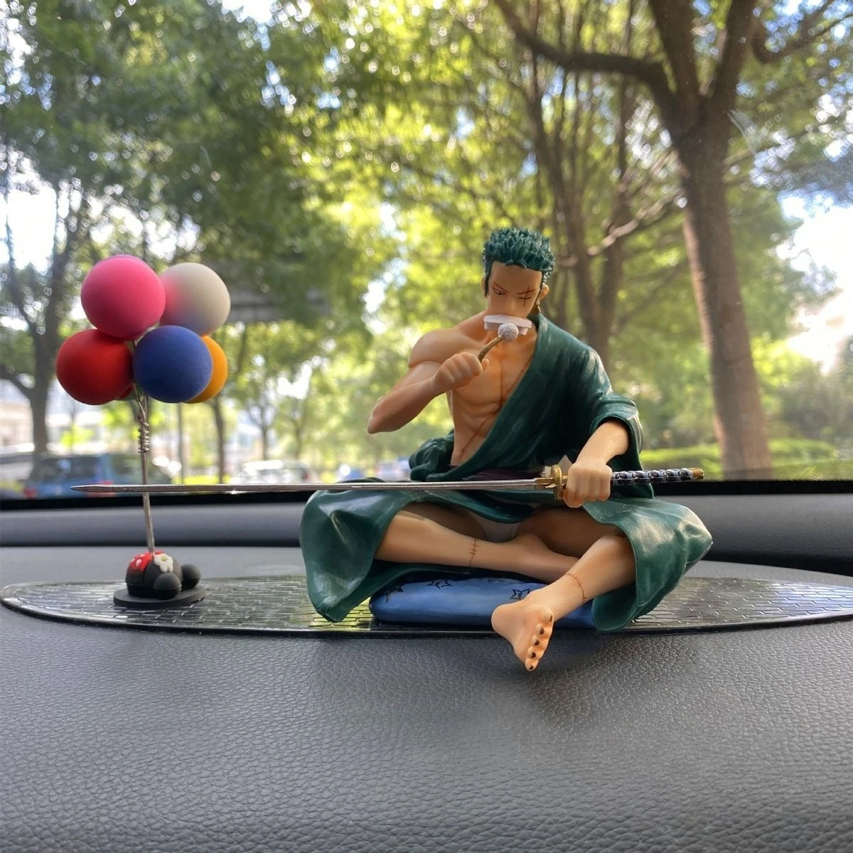 Zoro Style Anime Car Dashboard Figurine Sword Cleaning Green Hair Model Gift Ornaments Car Interior Decor Accessories view 2
