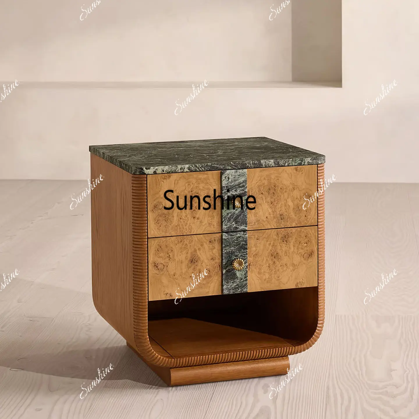 

Medieval style retro tree tumor pattern solid wood bedside table wabi sandy wind bedroom storage cabinet