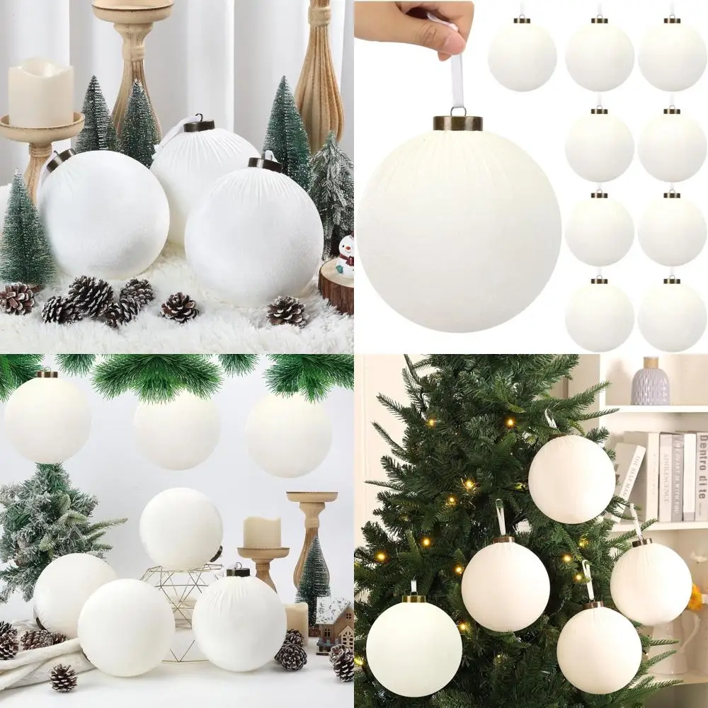 

Большой 6-дюймовый набор белых рождественских шаров для рождественской елки и праздничного домашнего декора