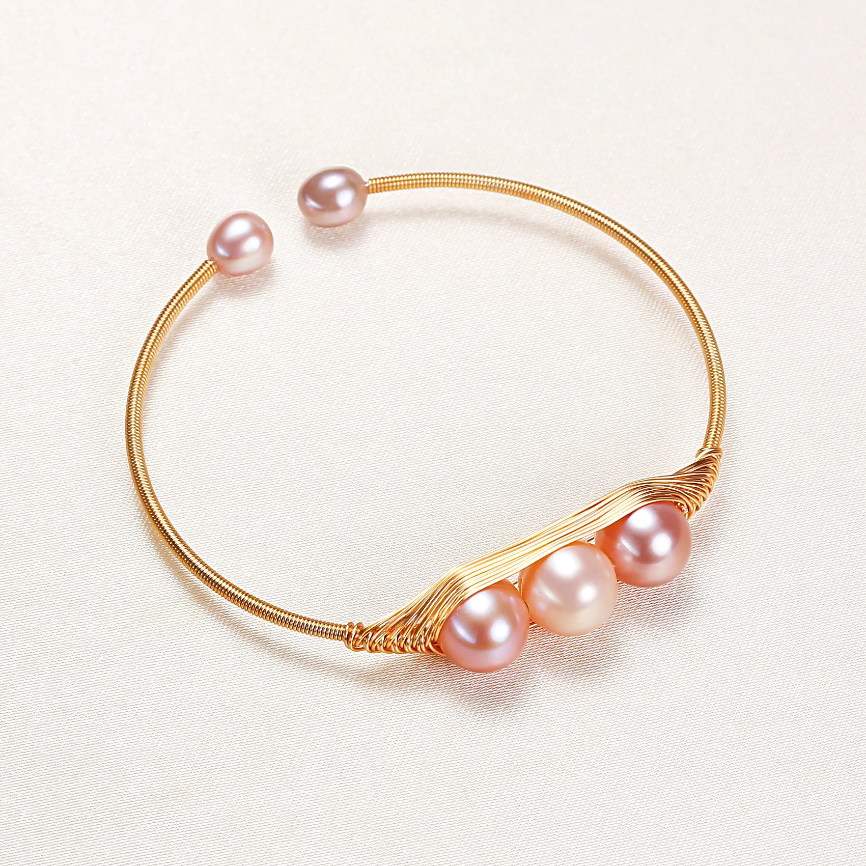 100 % natürliche Süßwasserperle, trendiges Erbsendesign, 14 Karat Gold gefüllt, Damen-Armreif, Schmuck, Frauen, Geburtstagsgeschenke, kein Verblassen, günstig – Detail 2
