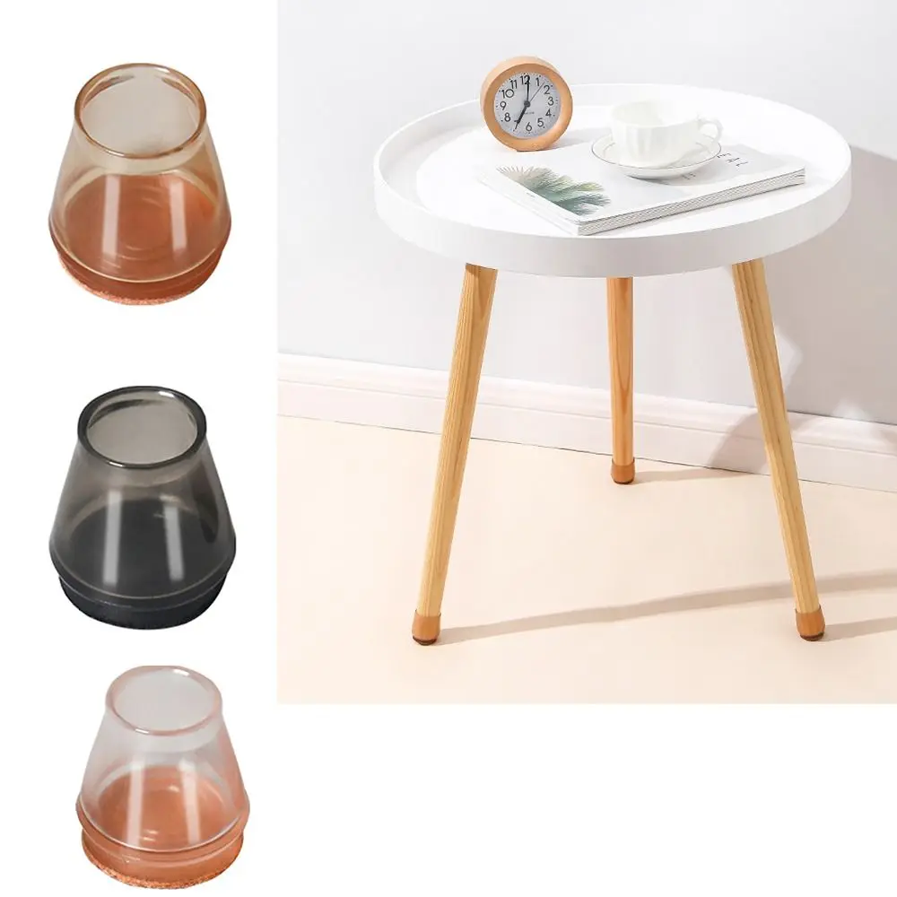 8 pcs Penutup Kaki Kursi Silikon Transparan Bulat, Bantalan Kaki Kursi Karet Anti Selip dengan Alas Kaki Kursi dari Kain Felt