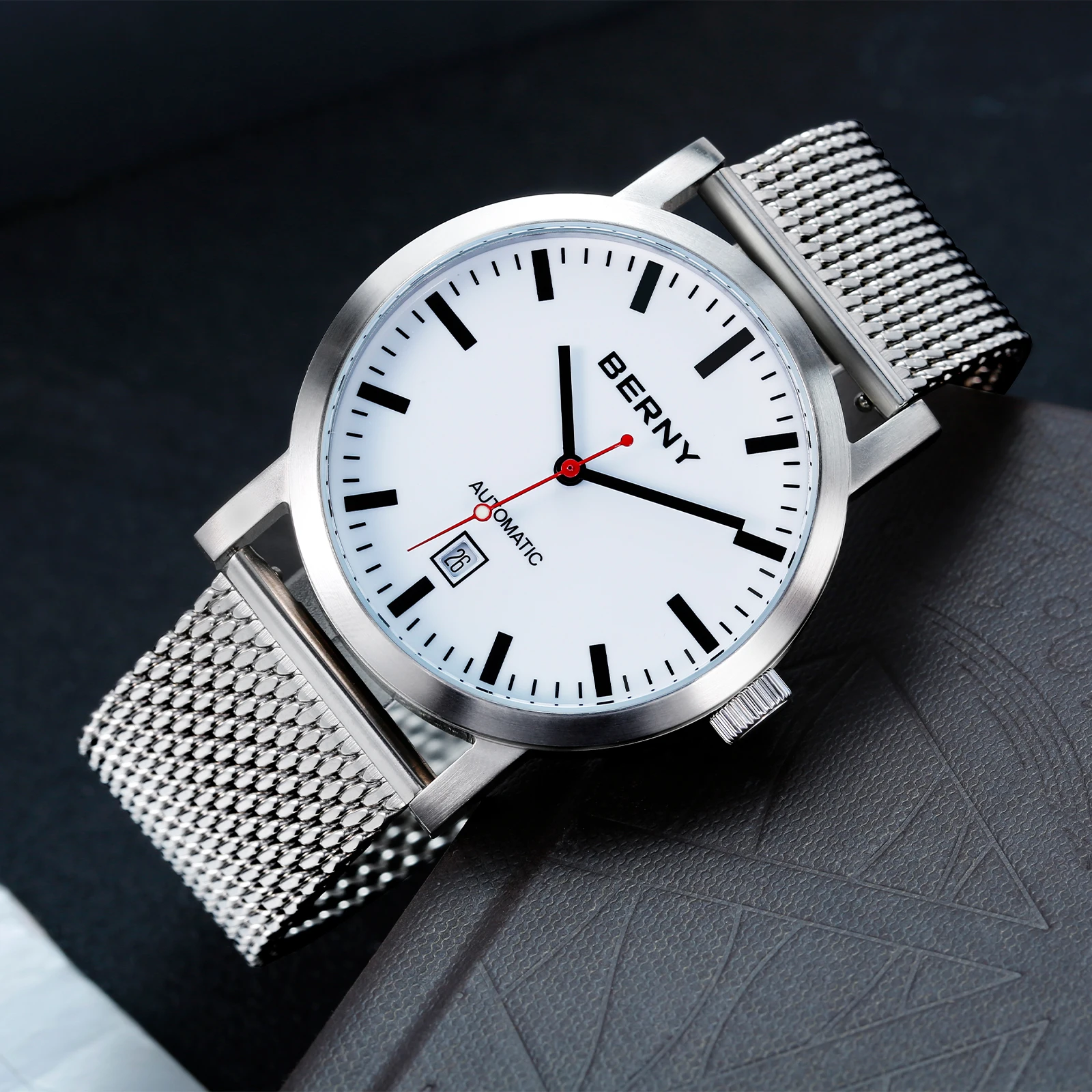 BERNY Swiss Trackway Men Wristwatch Mechanical Watch For Men Automatic Watches Original Luxury Brand Male Clock 5ATM Waterproof