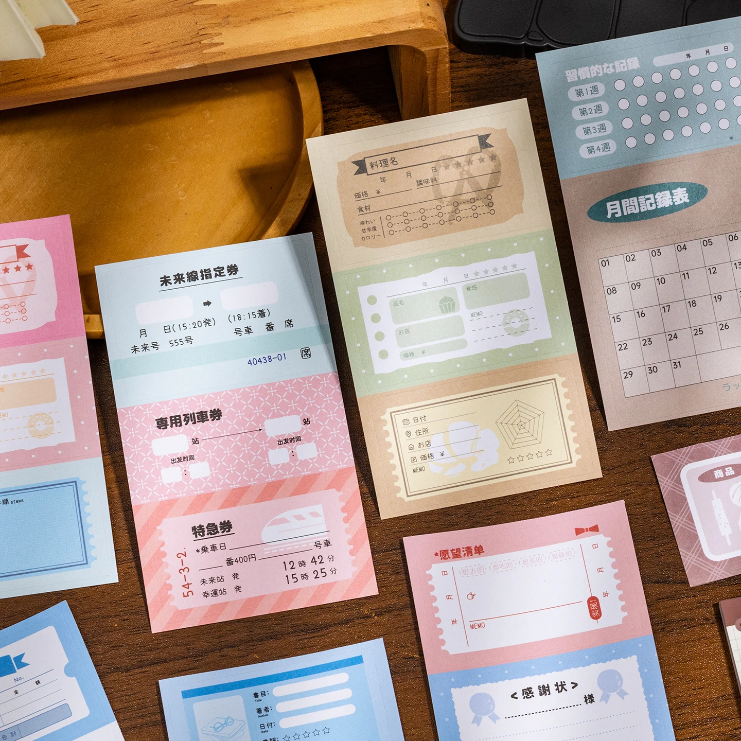 20sheets Retro Ticket Record Punching Die Cut Sticker Book Creative Scrapbooking Sticker Journal Supplies Aesthetics Stationery