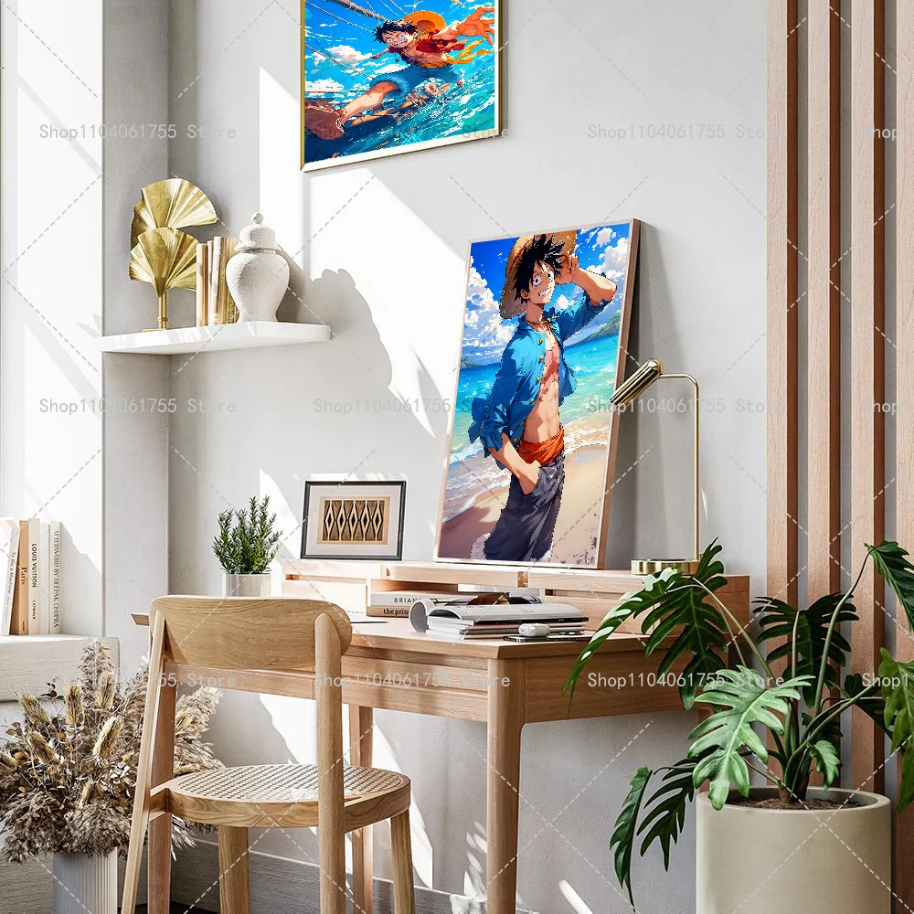 1 قطعة واحدة أنيمي P-PieceS لوفي المشارك ذاتية اللصق الفن ورق مقاوم للماء ملصق مقهى بار غرفة جدار ديكور