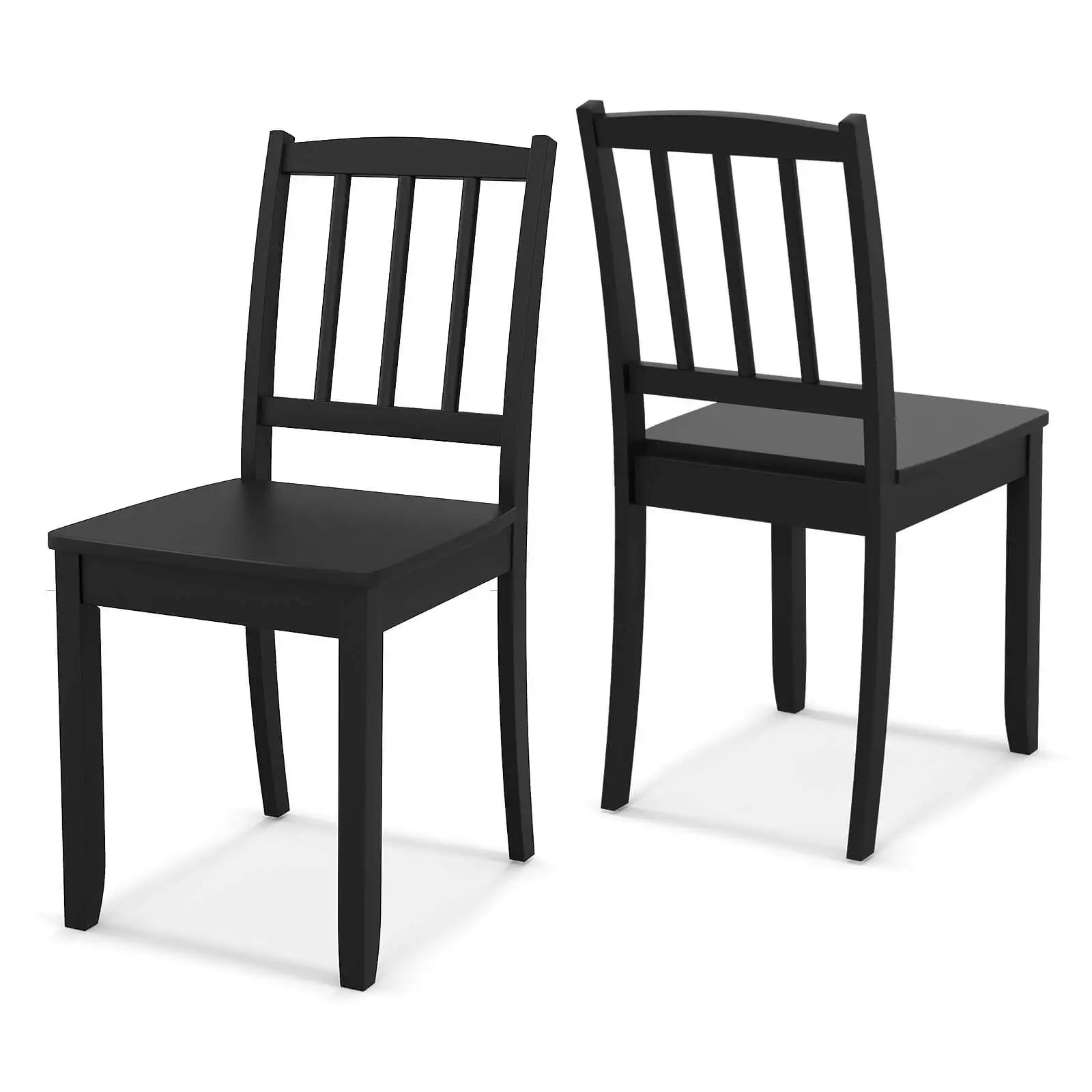 Wood Dining Chair Set of 2 w/ Rubber Wood Legs Curved Backrest for Kitchen