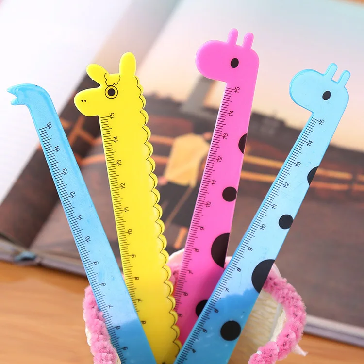 40 Pcs  Creative Stationery, Giraffe Elephant Animal Cartoon Plastic Ruler, Student Prize, Learning Supplies,Children Gift