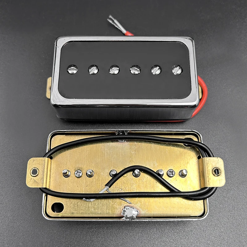 P90 Style Electric Guitar Pickup Humbucker Size Single Coil Pickup Neck and Bridge Guitar Parts and Accessories Chrome/Gold
