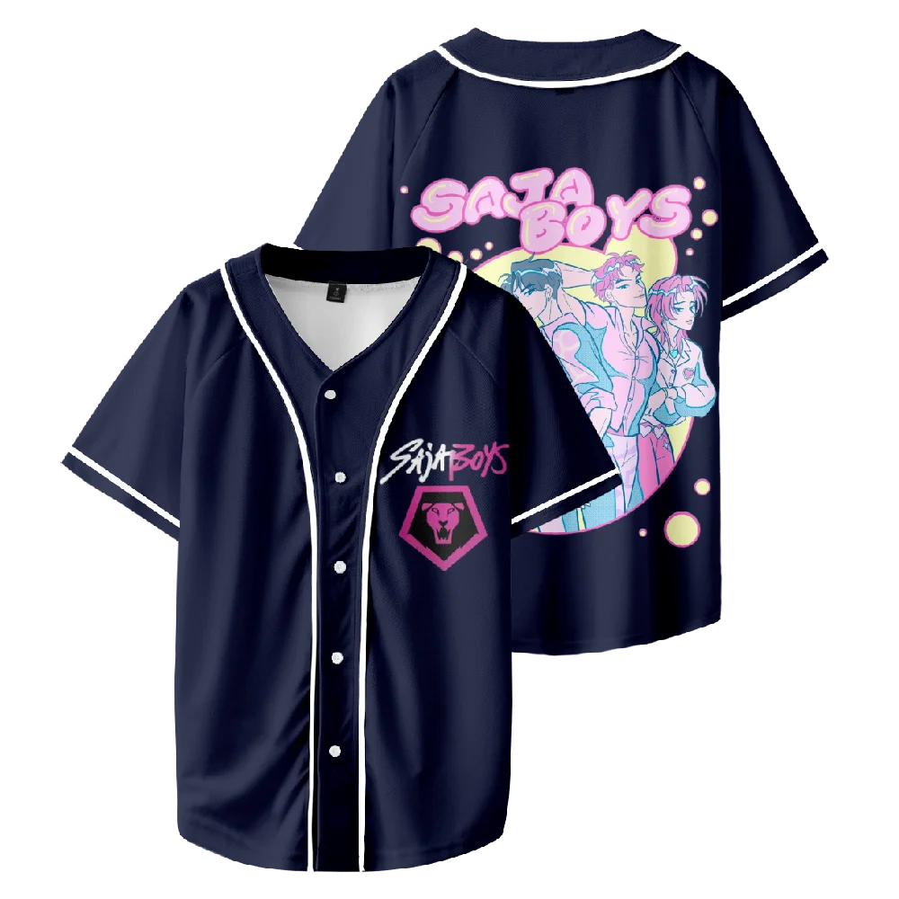 

Бейсбольная майка для мальчиков KPop Demon Hunters Saja, детская рубашка с короткими рукавами и рисунком для мальчиков и девочек, одежда для фанатов K-Pop и аниме