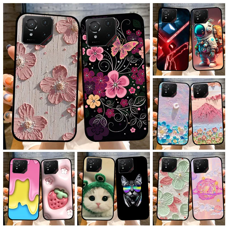 Para asus rog 9 pro caso phone9 pro bonito moda cor pintado silicone macio telefone coque para asus rog telefone 9 pára-choques capa rog9