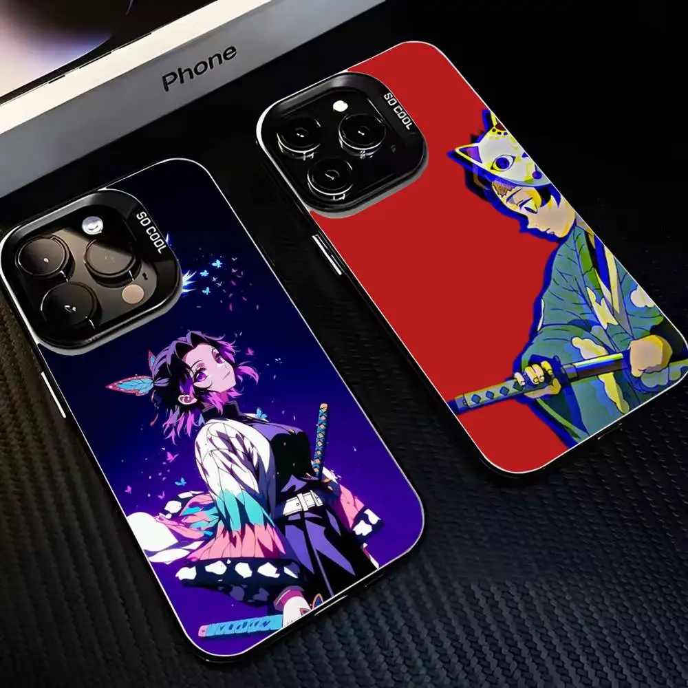 

B-Babaite Demon Slayer Glow Art Phone Case For iPhone 16,15,14,13,12,11,Mini,Pro,MAX Black Matte Shockproof Cover