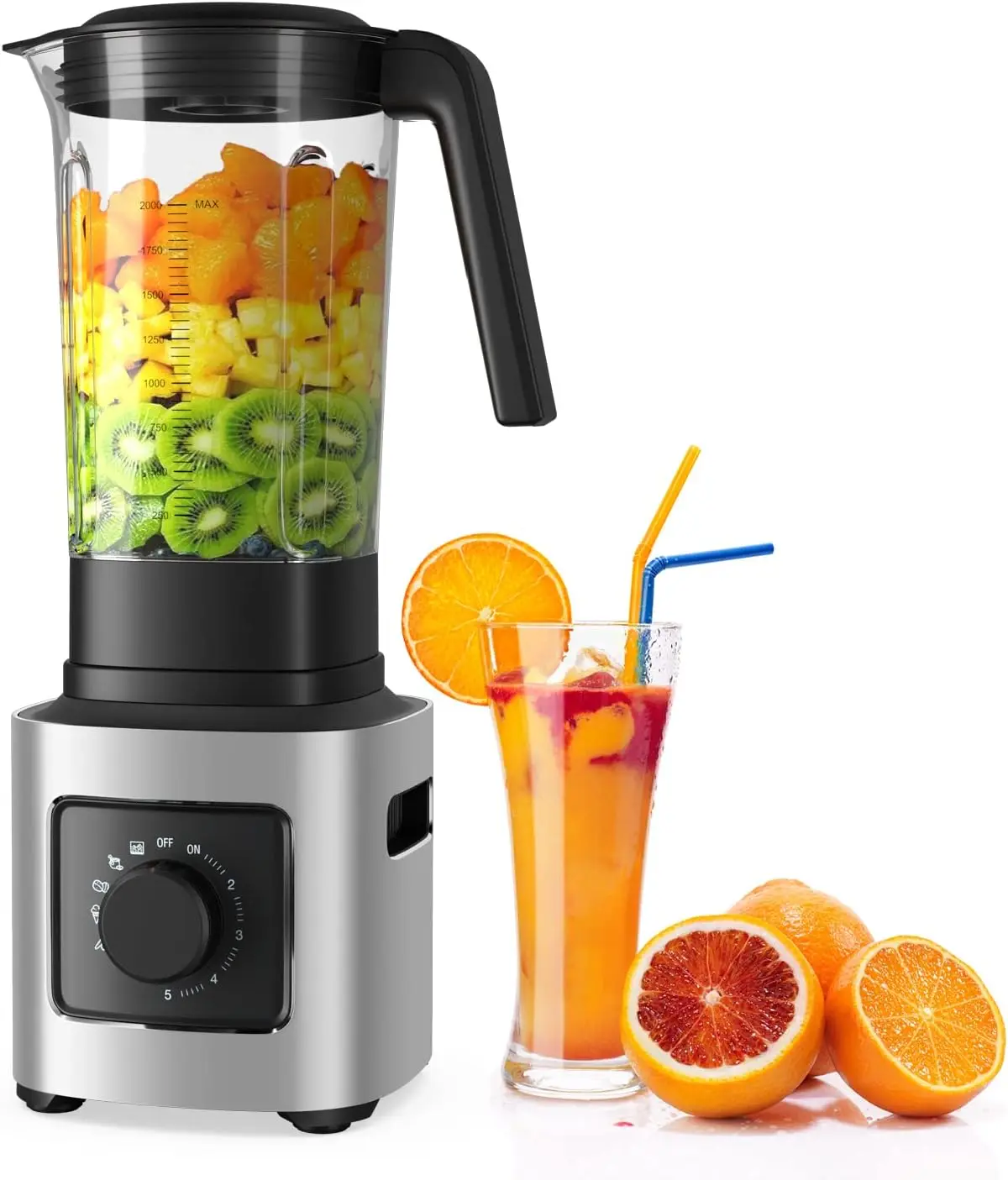 

Professional Blender, Heavy Duty Smoothie Maker w/ 1500W Motor, 68 oz Tritan Jar, 6 Stainless Steel Blades, 5-Level Speed Contro