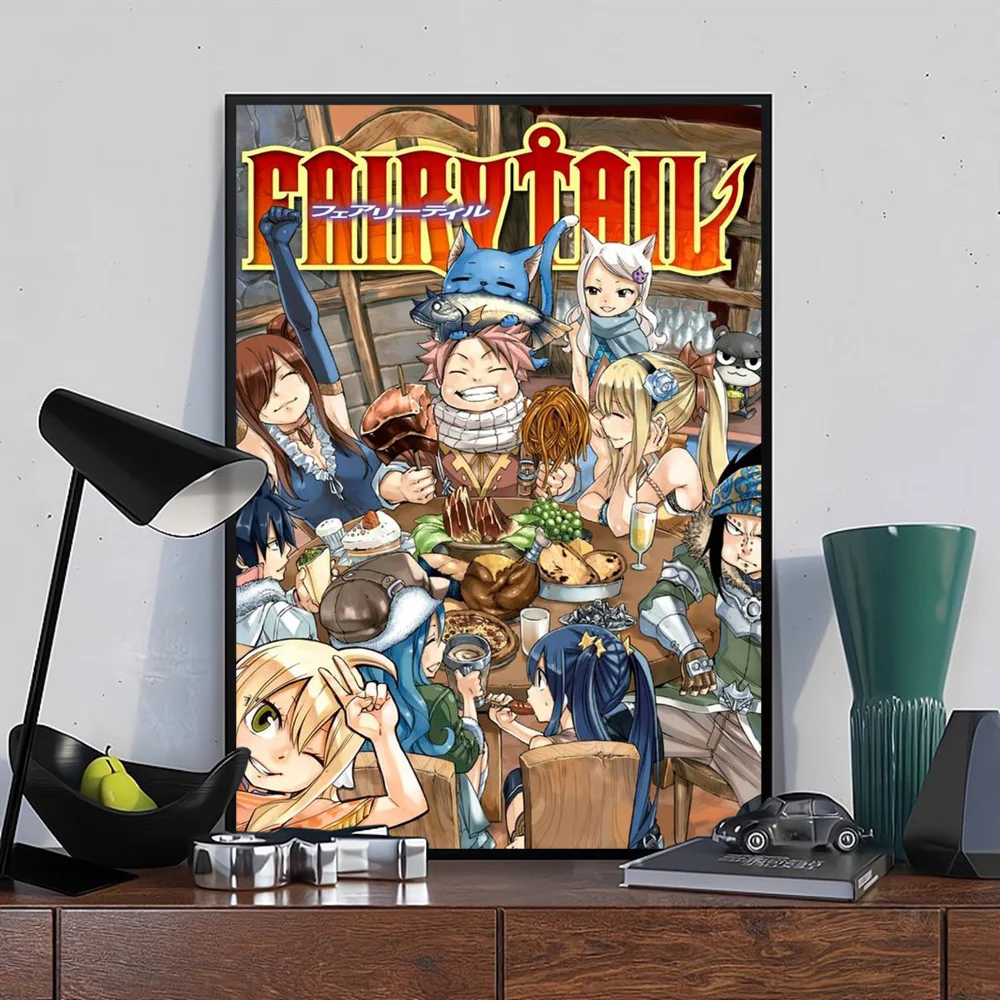 Anime Fairy Tail Self-adhesive Art Poster Fancy Wall Sticker for Living Room Bar Decoration Vintage Decorative Painting