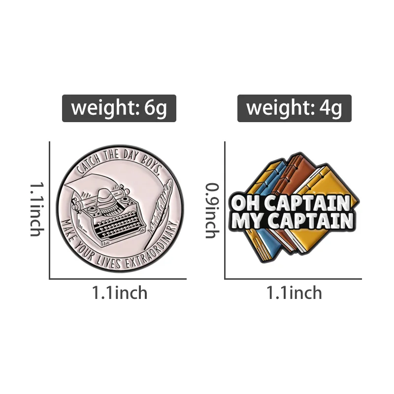Comedy Movie Enamel Pins OH CAPTAIN MY CAPTAIN CATCH THE DAY BOYS, MAKE YOUR LIVES EXTRAORDINARY Brooch Lapel Badge Jewelry Gift