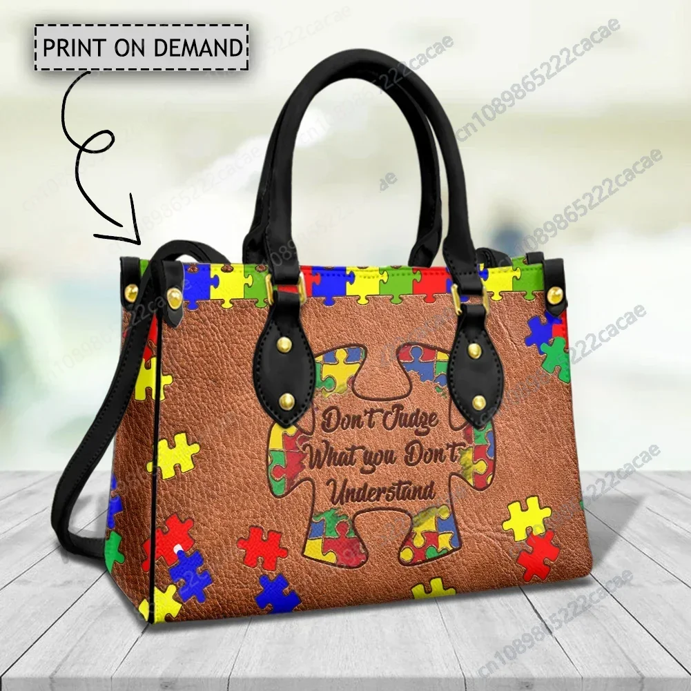 

Top Handle Messenger Bag for Youth Autism Awareness Print Casual Brand Design Clutch Retro Trend Small Tote Bag Handbags Artwork