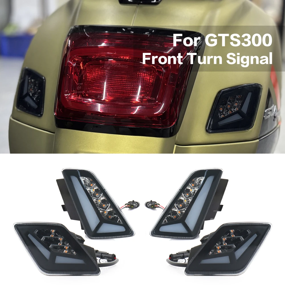 

Motorcycle Accessories LED Front Rear Turn Signal Indicator Daytime Running Light For Vespa GTS 300 GTS300 2023 2024 2025