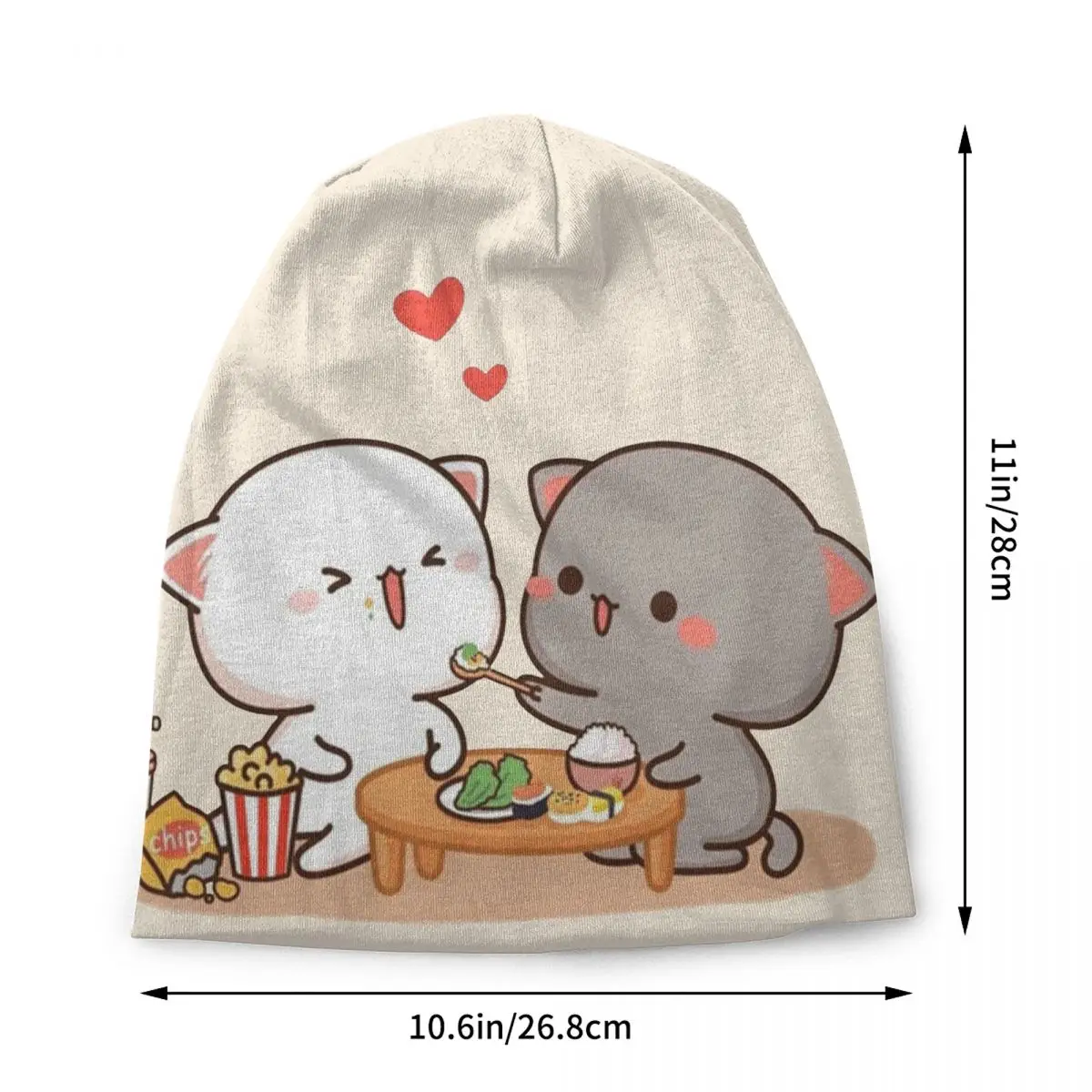 Cute Mochi Peach And Goma Cat Skullies Beanies Caps Men Women Unisex Hip Hop Winter Warm Knitting Hat Adult Bonnet Hats