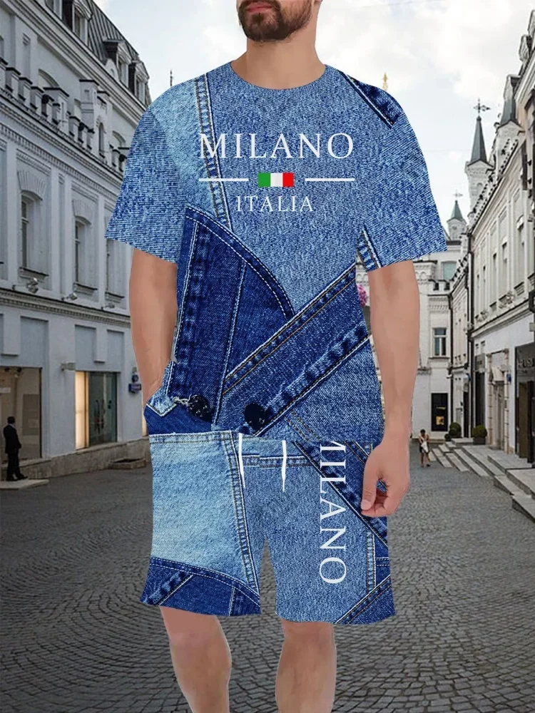 

Fashion Casual Men's T-shirt Shorts Set 2026 Summer New 3D Printed Men's Clothing Daily Elastic Waist Shorts Short Sleeve Set