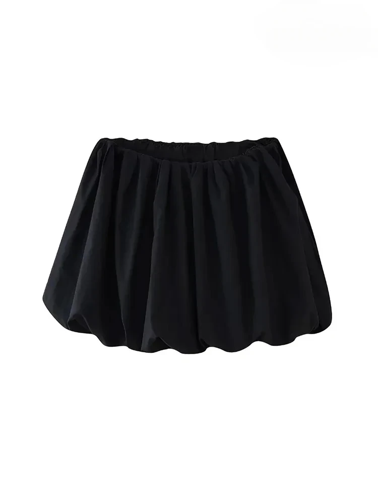 Mooyufon  Women's Balloon Mini Skirt, Mid Elastic Waist, Voluminous Hem, Female Skirts, Fashion image 4
