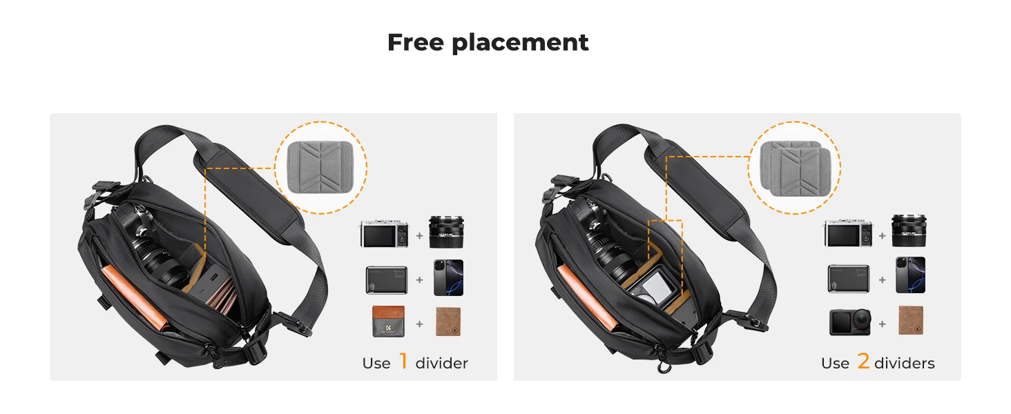 K&F CONCEPT 4L Camera Sling Bag Lightweight Travel Photography Shoulder Bag For Canon Sony DSLR SLR Camera Case Tripod Holder