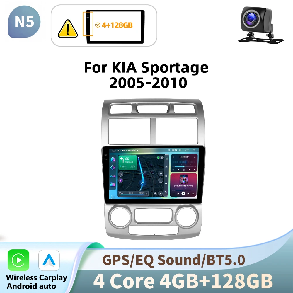 Podofo Draadloze CarPlay Android Autoradio Multimidia Video Player Navigatie GPS Voor KIA Sportage 2005-2010 2din WIFI Head Unit