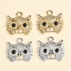 10pcs 2 Colors 21x20mm Cute Enamel Owl Head Charms Animal Pendant For DIY Handmade Necklaces Earrings Jewelry Making Accessories