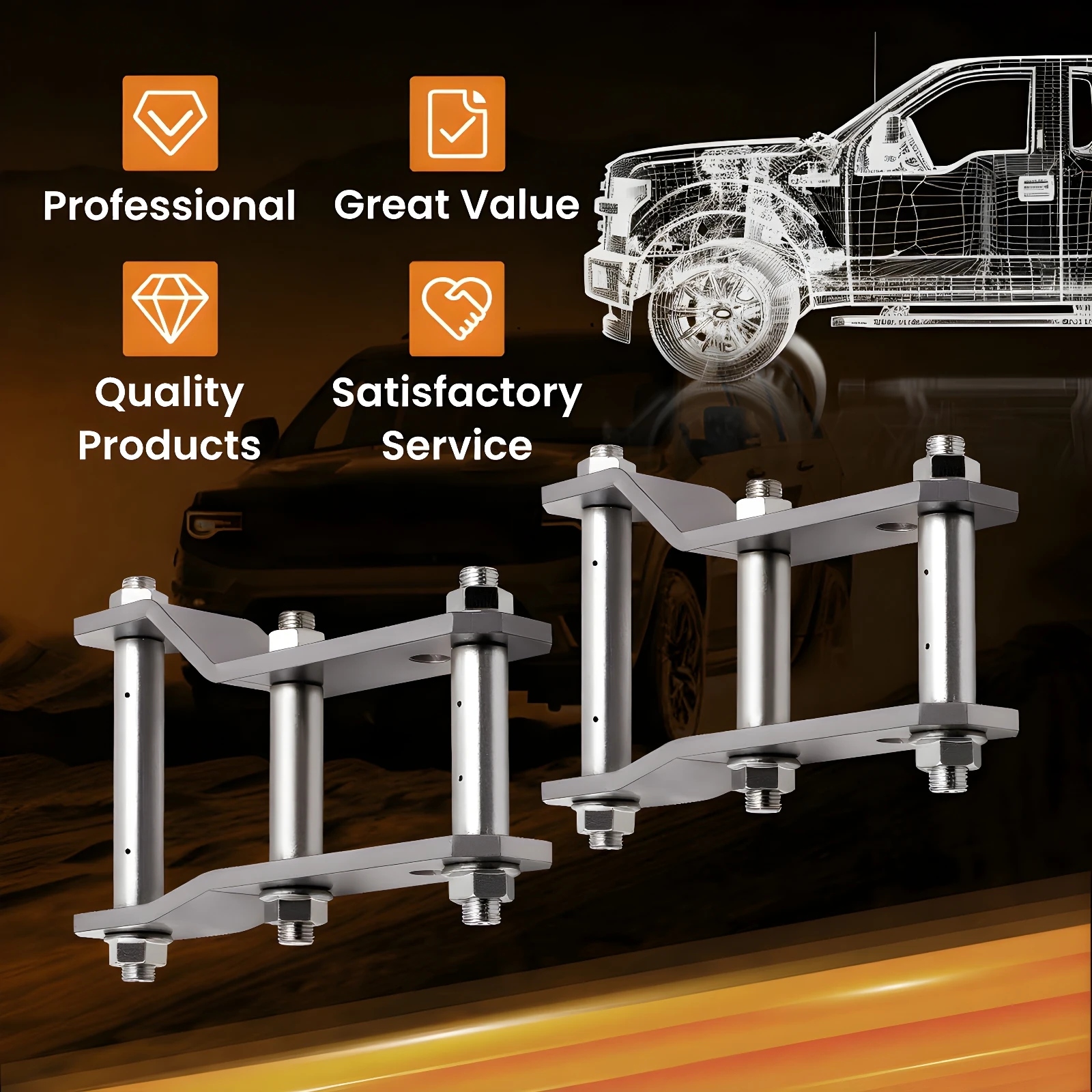 2 Inch Rear Shackle Lift Set for Ford Ranger Mazda BT50 Year 2012-ON