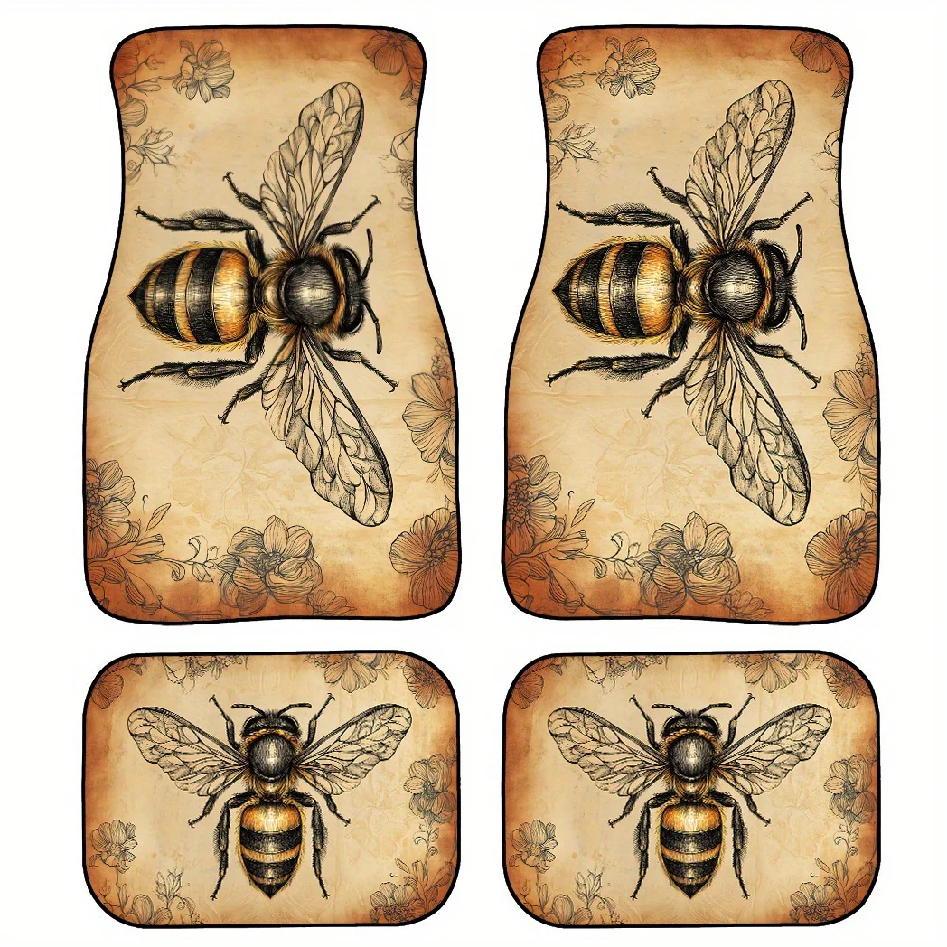4pcs Car Floor Mats With Personalized Designs. Stylish And Classic Shapes, Perfect For Car Modifications. Suitable For Car Inter