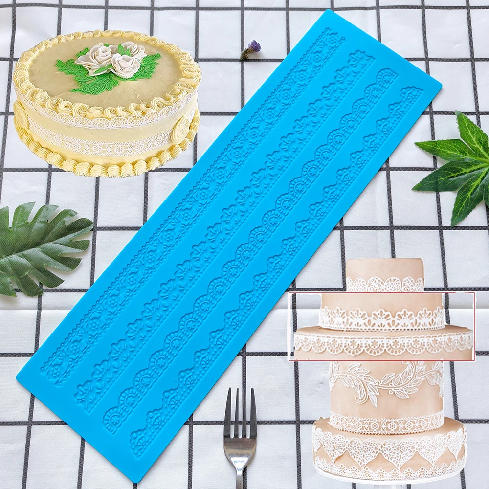 1pc Embossed lace silicone pad imprint gummy impression candy paste mold cake decoration tool chocolate baking mold