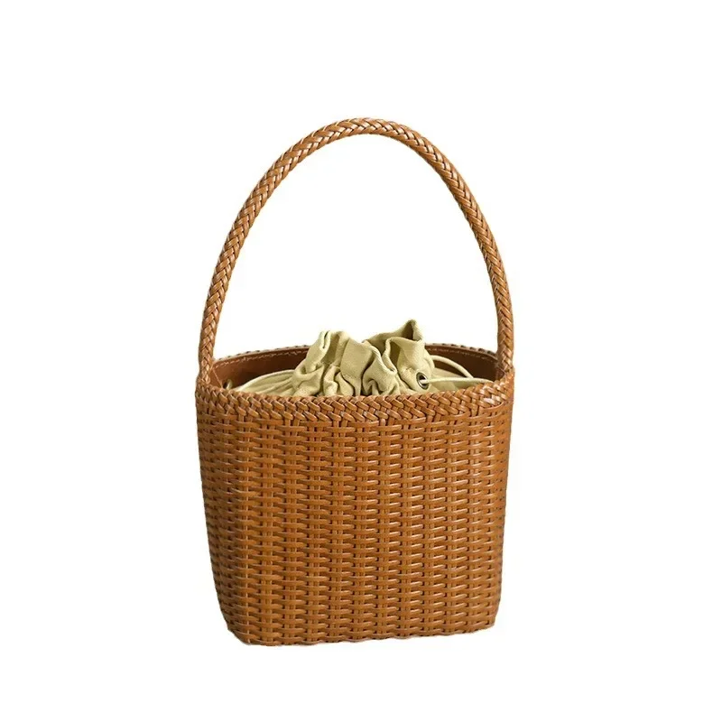 2026  Genuine leather New handmade woven crossbody bag women retro small square bag artistic  style cotton and linen women's bag