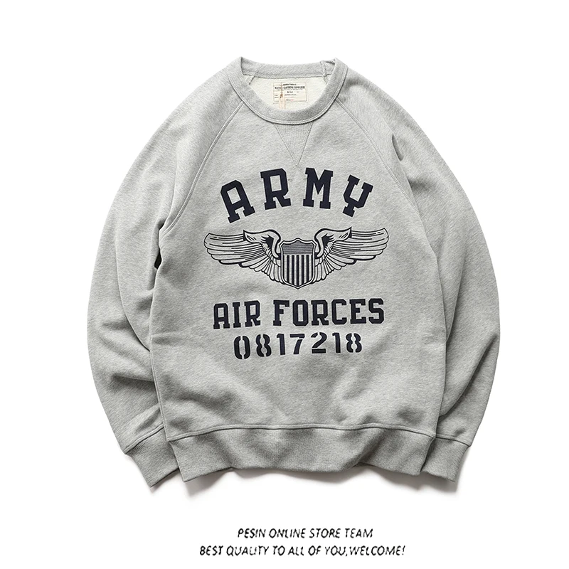 

Мужская толстовка оверсайз в американском ретро-стиле с принтом в стиле милитари, круглым вырезом, свободного кроя, с геометрическим узором, осенняя, комфортная посадка