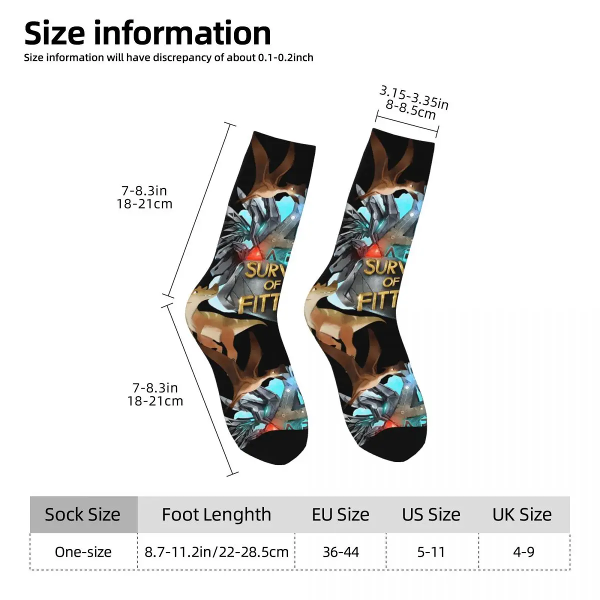 Calzini a compressione da uomo retrò a due draghi Unisex Ark Survival Evolved Harajuku Pattern stampato novità Crew Sock