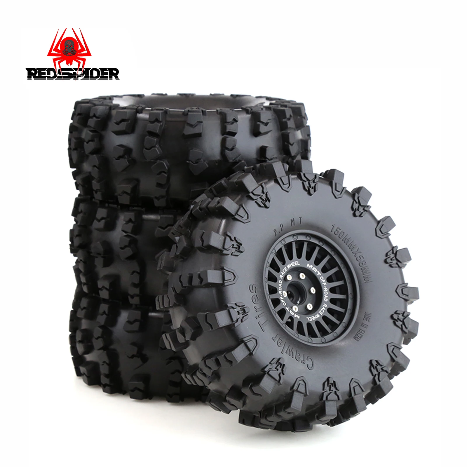 

4pcs 150mm 2.2" Metal Beadlock Wheel Rim Tire Set for 1/10 RC Crawler Car Axial SCX10 Pro Wraith Capra RR10 RBX10 Traxxas TRX4