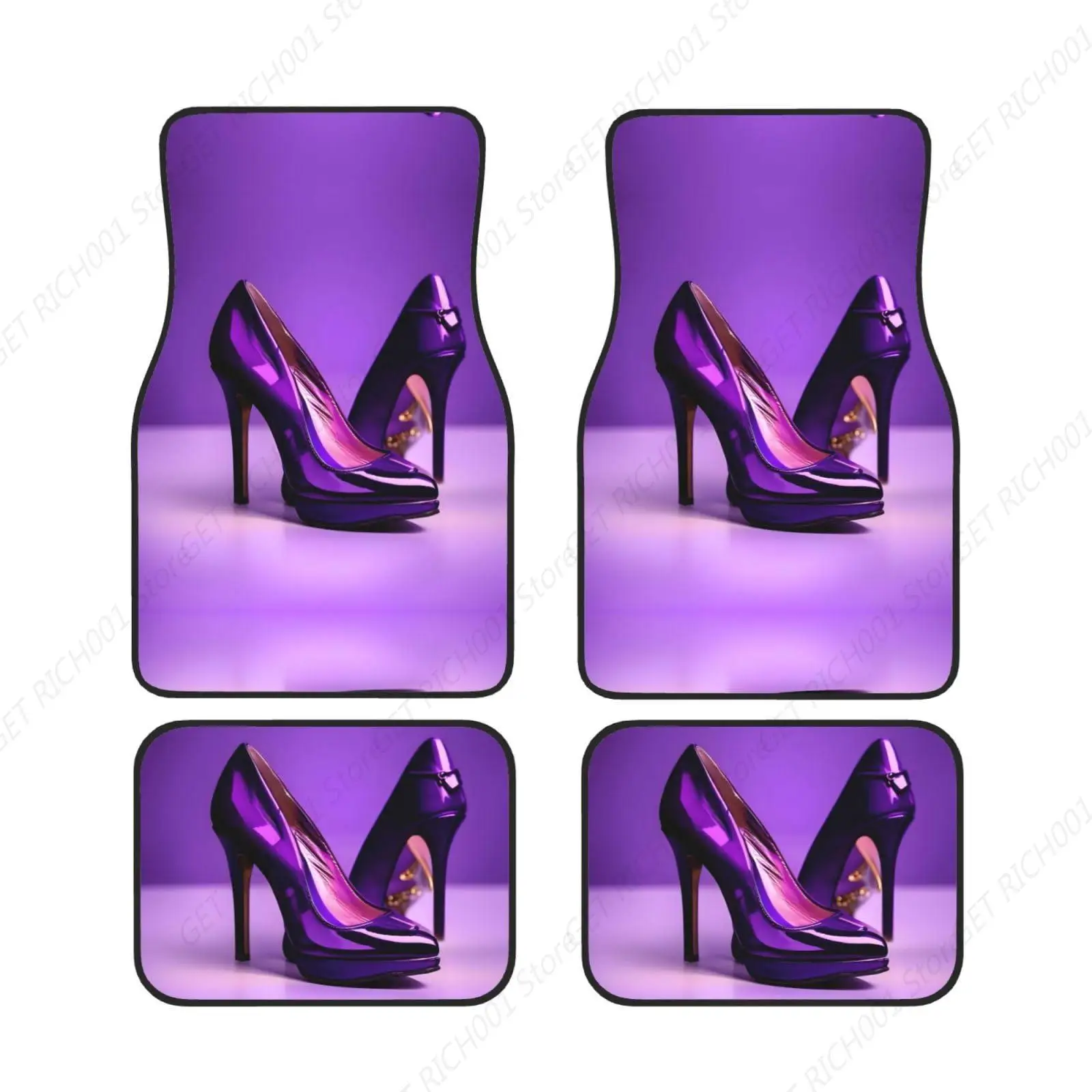 Purple High Heels with Lipstick Car Foot Mat Full Set of 4 Pieces Car's Style and Comfort with Cute Car Accessories Car Rug