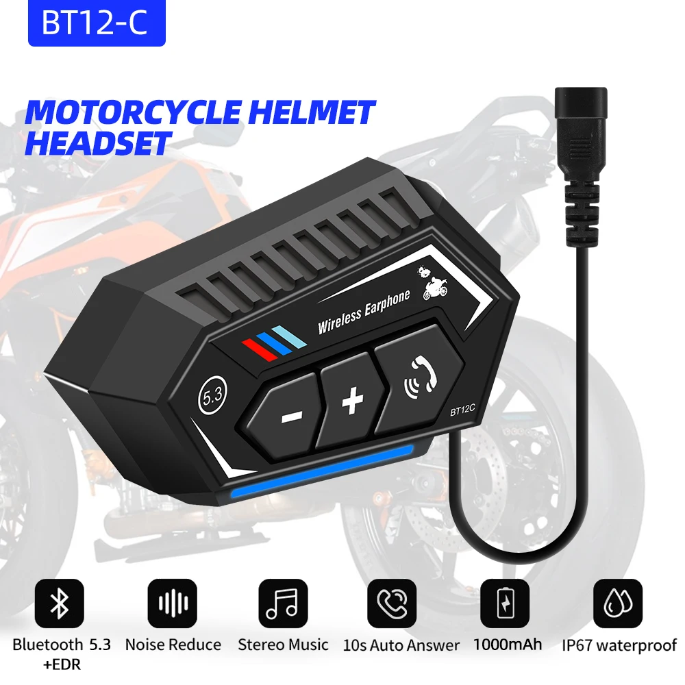 

Wireless Helmet Headset Bluetooth 5.3 Hands-free Call Phone Kit Motorcycle Waterproof Earphone MP3 Music Player Speaker for Moto