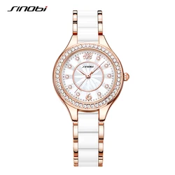 SINOBI-Montres-bracelets à quartz de luxe pour femmes, horloge en diamant pour filles, meilleurs cadeaux pour la famille, montres pour femmes, nouveau design, mode