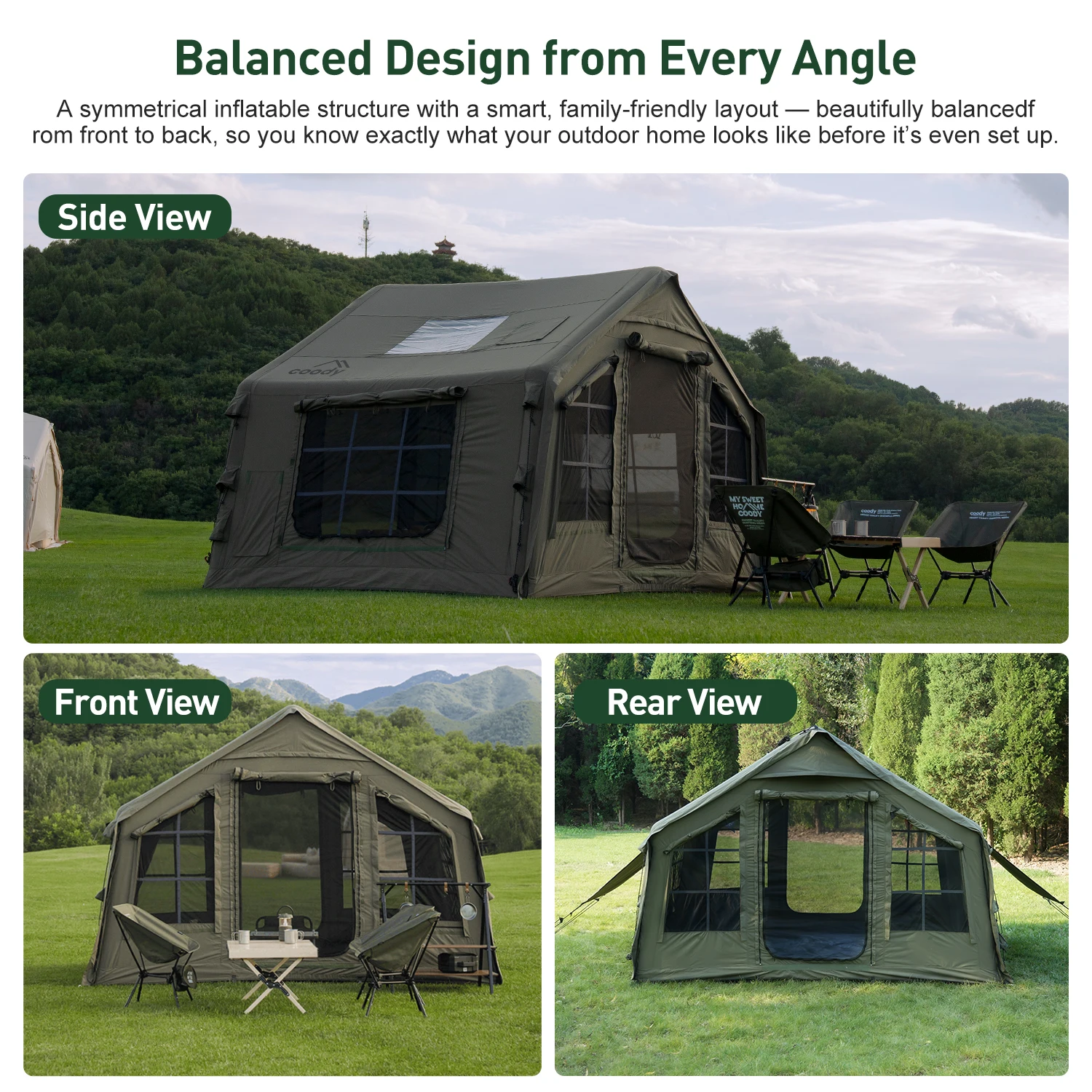 

Coody 8.0 Air Tent-Army Green Portable Camping Outdoor Manufacture Outdoor Camping Tent 3-6 Person Family Inflatable TentATV&UTV