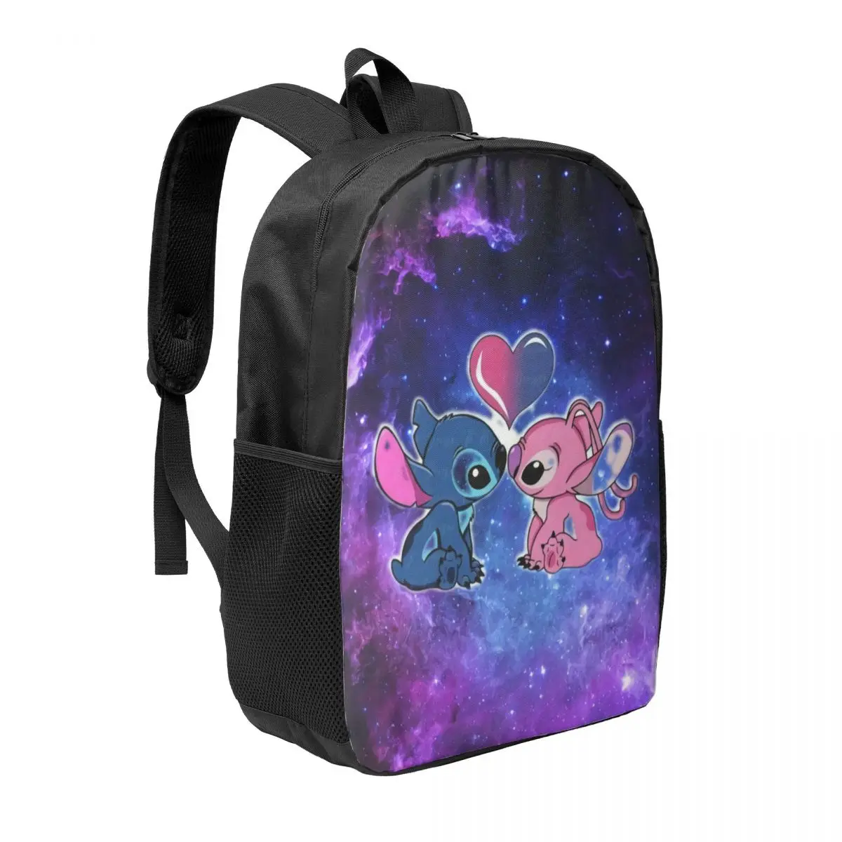 Custom Stitch Angel Love Heart Cartoon Anime Laptop Backpack Men Women Basic Bookbag for School College Student Bag