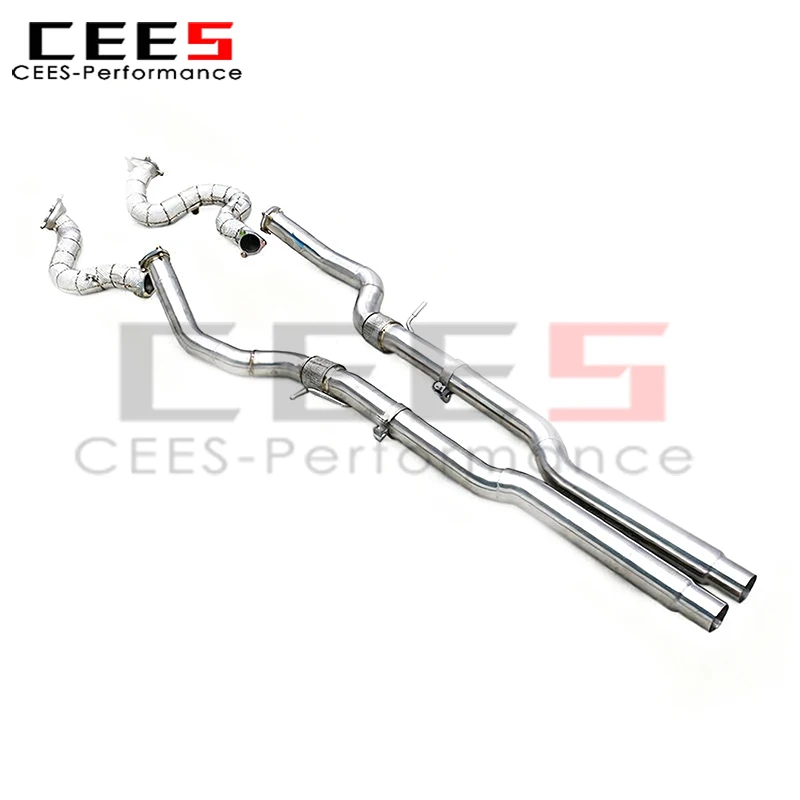 CEES Free Flow Front Header Downpipe for Audi S8 D4 4.0T 2013-2018 Catless Downpipe Sport Car Stainless Steel Exhaust System