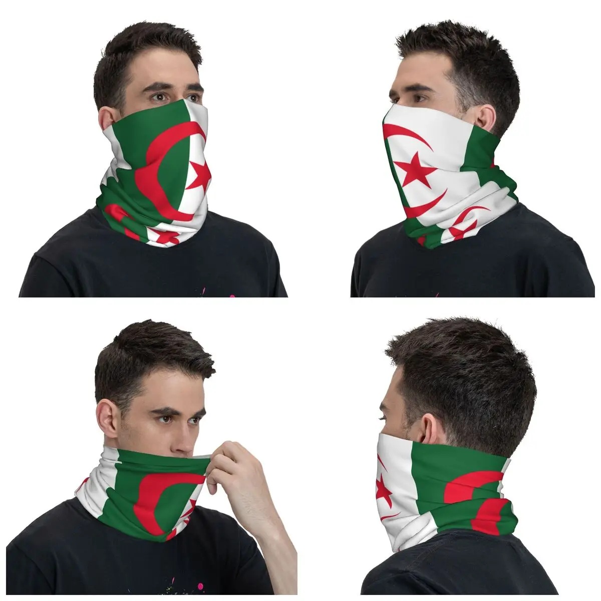 Algeria Flag Winter Neck Warmer Women Windproof Wrap Face Scarf for Hiking Algerian Proud Patriotic Gaiter Headband