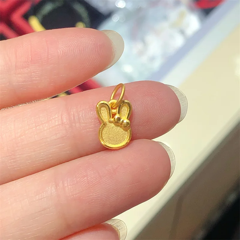 

New 999 24K Yellow Gold Pendant Women 3D Gold Bunny Necklace Pendant 1pcs